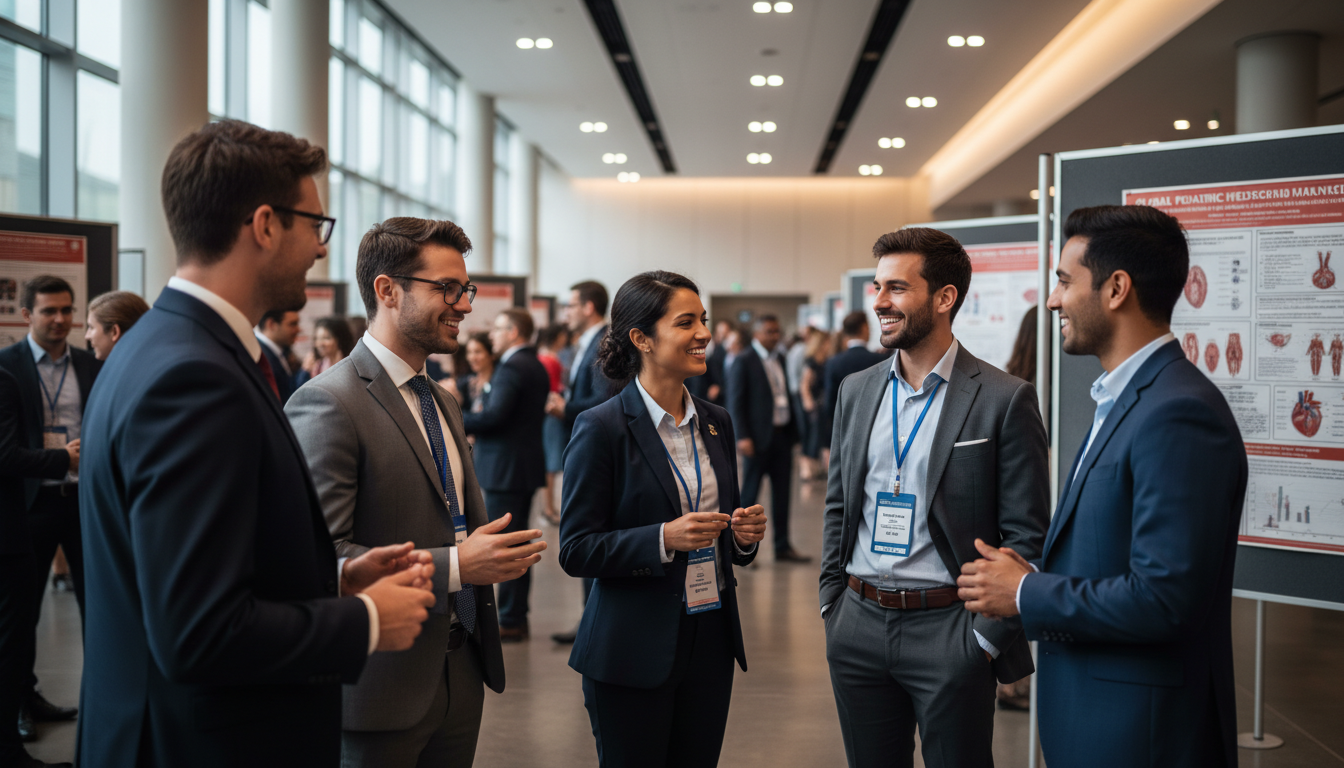 International medical graduates networking at a professional conference International medical graduates networking at a professional conference - non-US citizen IMG for Networking in Medicine for N