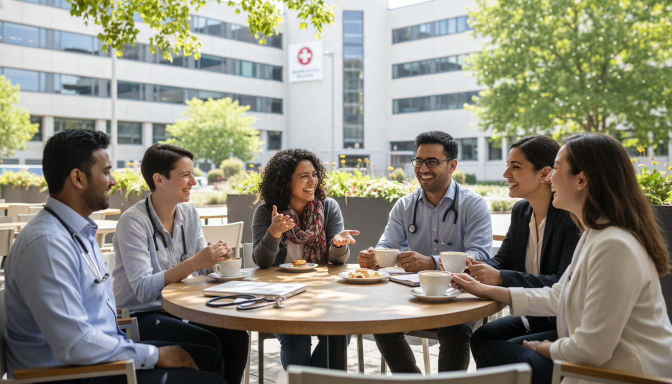 Med-Peds residents socializing outside the hospital Med-Peds residents socializing outside the hospital - non-US citizen IMG for Questions to Ask Programs for Non-US Citizen IMG