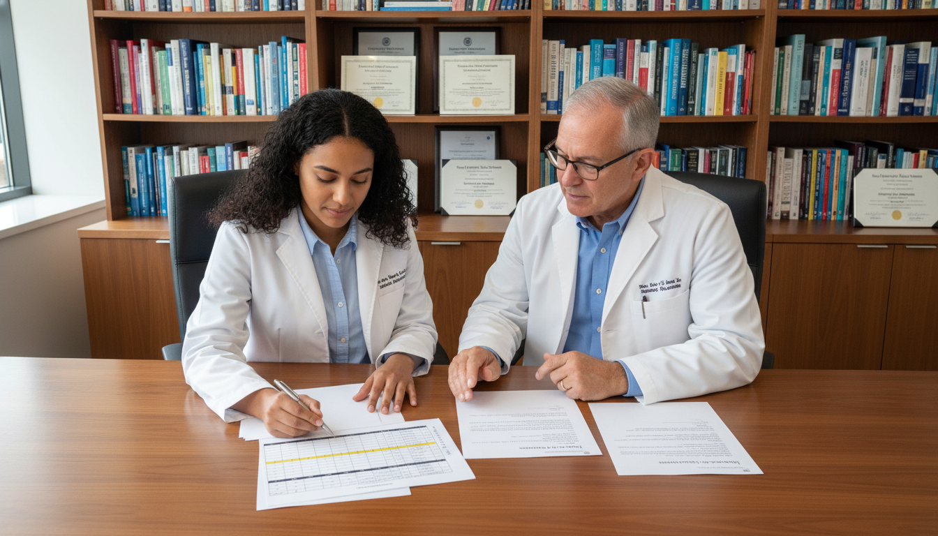 International medical graduate talking with faculty mentor about away rotation strategy - non-US citizen IMG for Away Rotatio