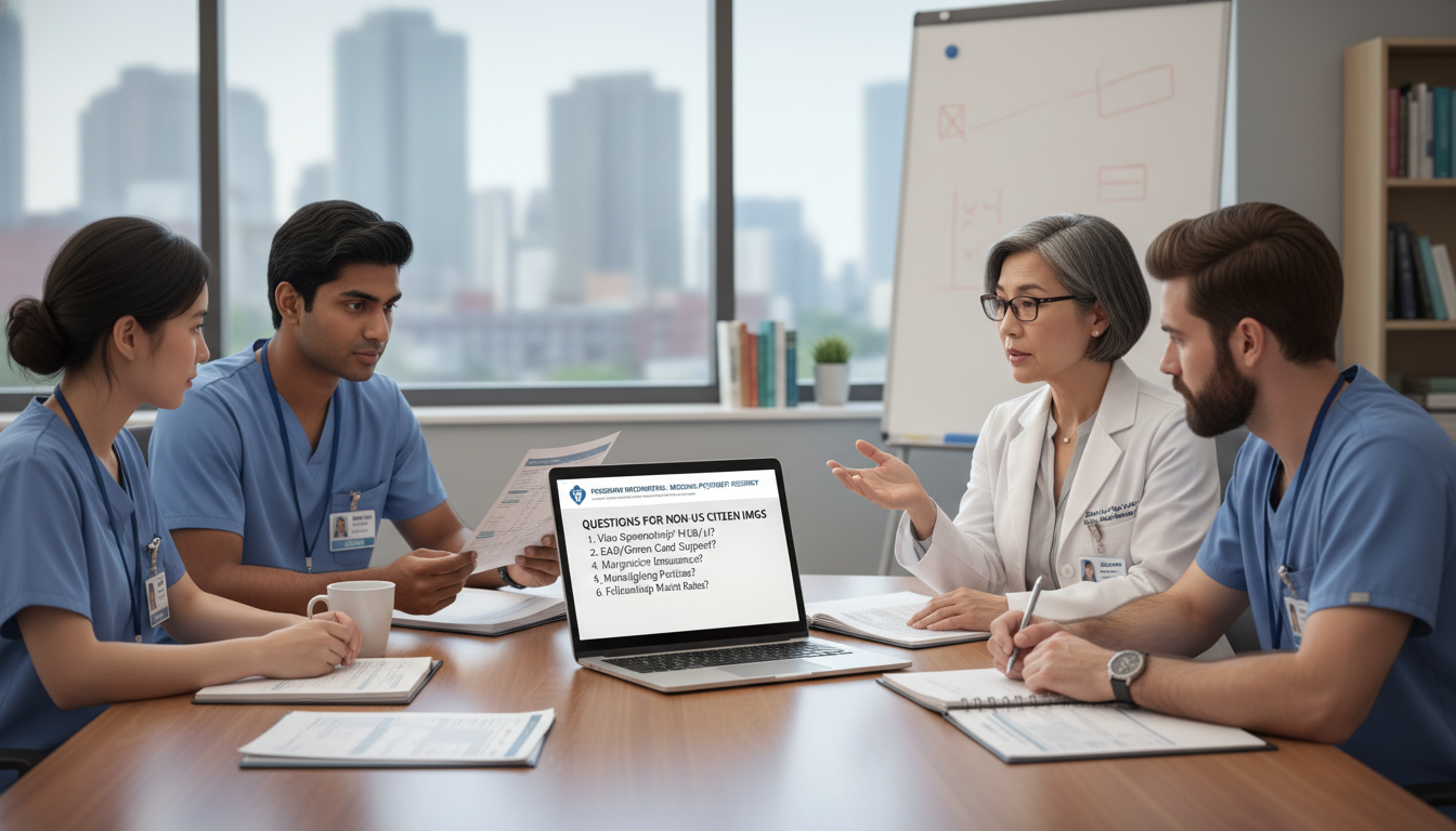 Medicine-Psychiatry residents and faculty discussing training in a conference room Medicine-Psychiatry residents and faculty discussing training in a conference room - non-US citizen IMG for Questions to Ask