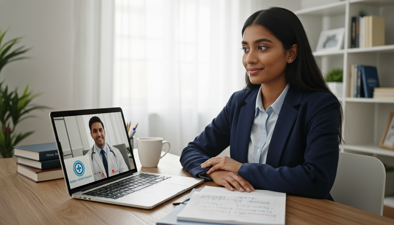 IMG in a video call interview during SOAP week for internal medicine residency - non-US citizen IMG for SOAP Preparation for