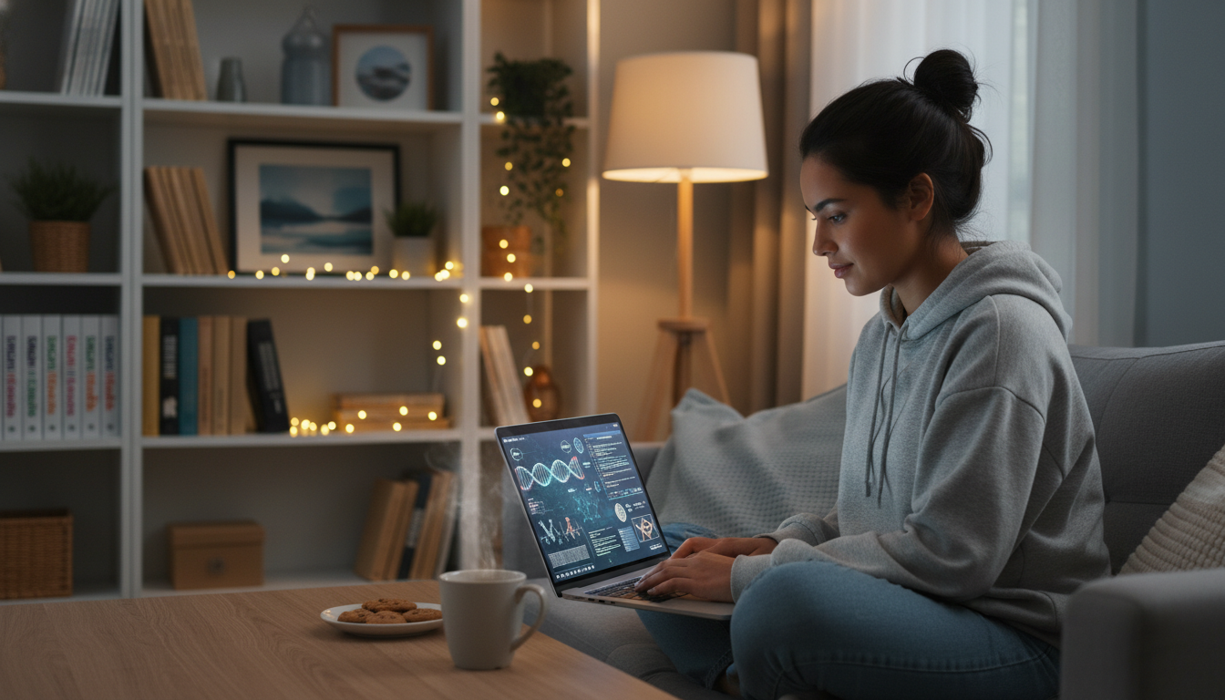 Medical genetics resident studying at home with balanced lifestyle Medical genetics resident studying at home with balanced lifestyle - non-US citizen IMG for Work-Life Balance Assessment for