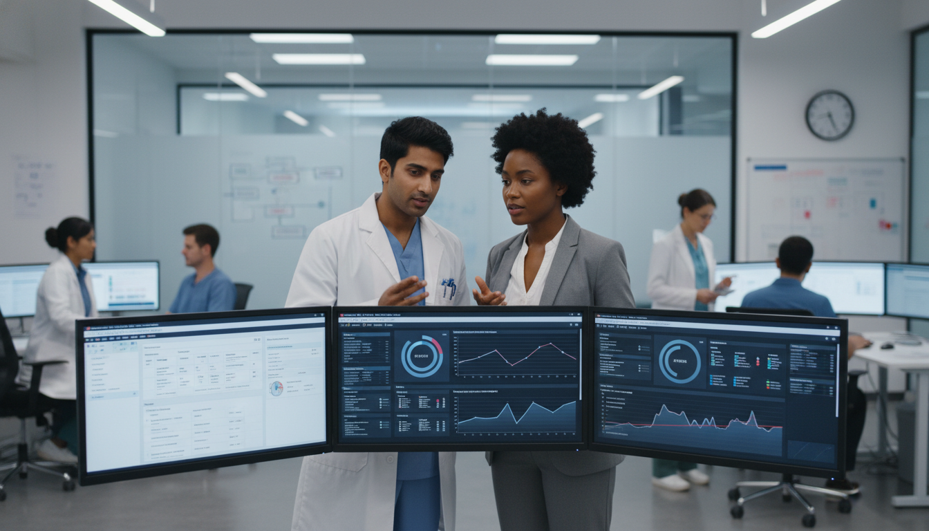 Resident physician collaborating with IT team on EHR optimization Resident physician collaborating with IT team on EHR optimization - non-US citizen IMG for Addressing Red Flags for Non-US Ci