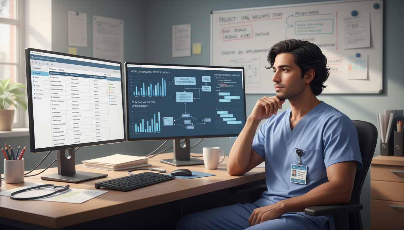 Resident Physician Balancing Clinical Duties and Informatics Work Resident Physician Balancing Clinical Duties and Informatics Work - non-US citizen IMG for Work-Life Balance Assessment for N