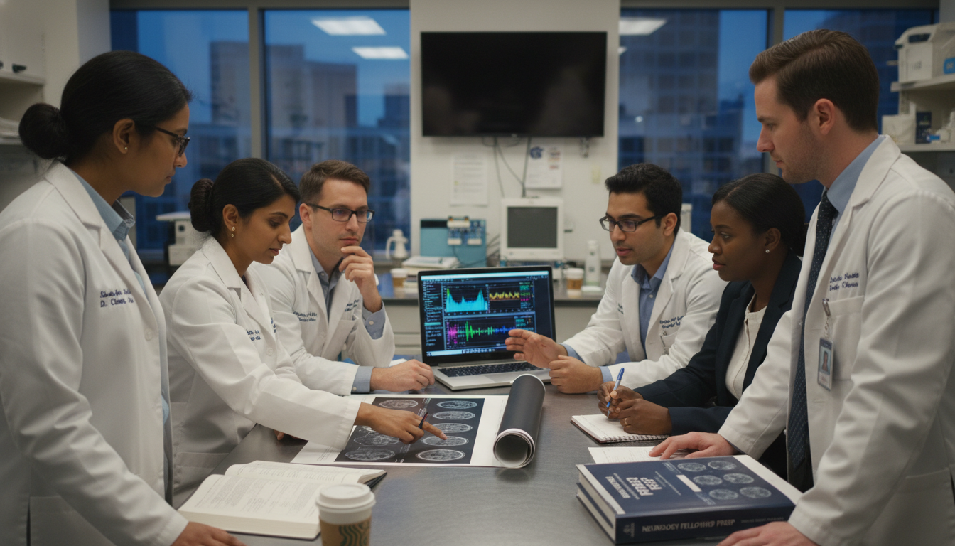International neurology fellows collaborating in a research lab International neurology fellows collaborating in a research lab - non-US citizen IMG for Fellowship Preparation for Non-US Ci