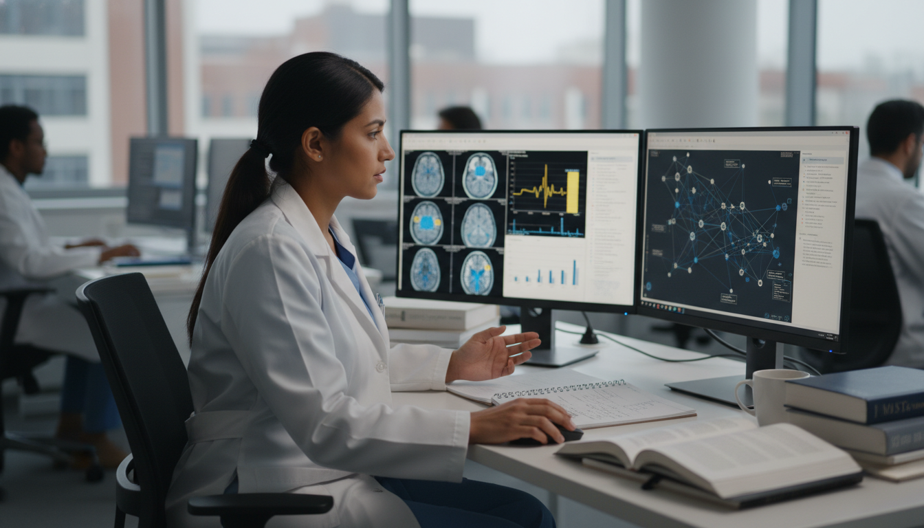 Neurology resident reviewing brain imaging data for a research project Neurology resident reviewing brain imaging data for a research project - non-US citizen IMG for Research During Residency for