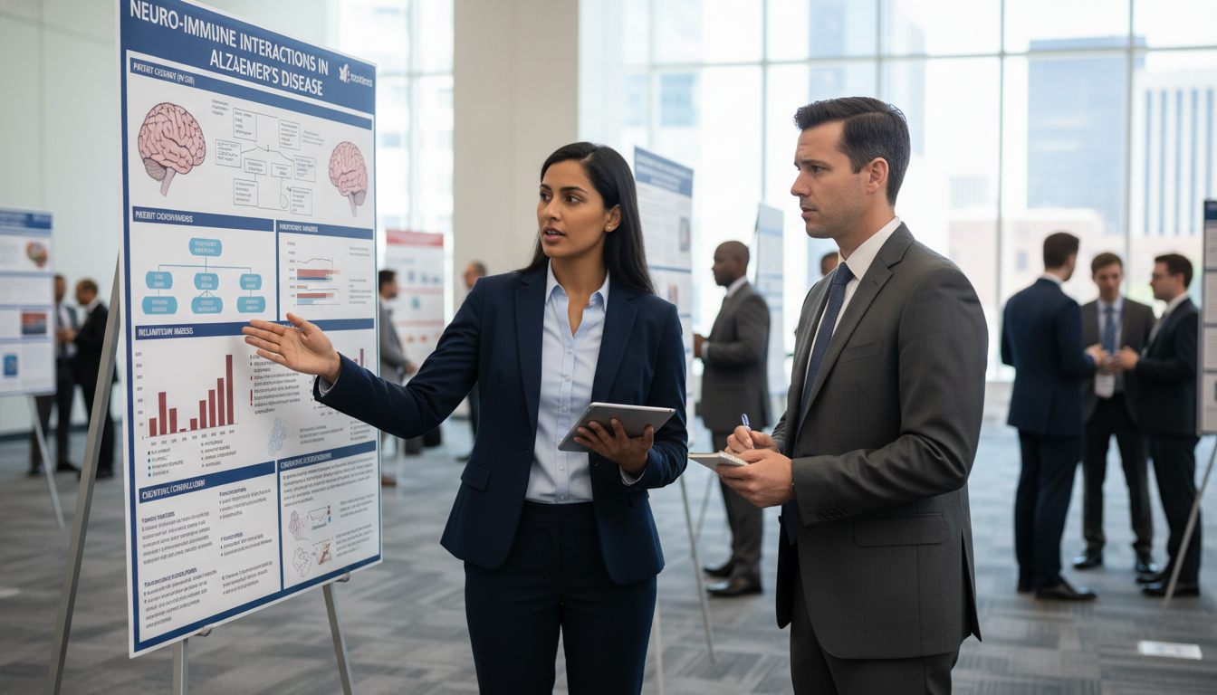 International neurology trainee presenting a research poster International neurology trainee presenting a research poster - non-US citizen IMG for Research Profile Building for Non-US Ci