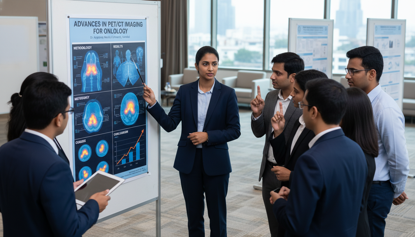 International medical graduate presenting nuclear medicine research poster International medical graduate presenting nuclear medicine research poster - non-US citizen IMG for CV Building for Non-US Ci