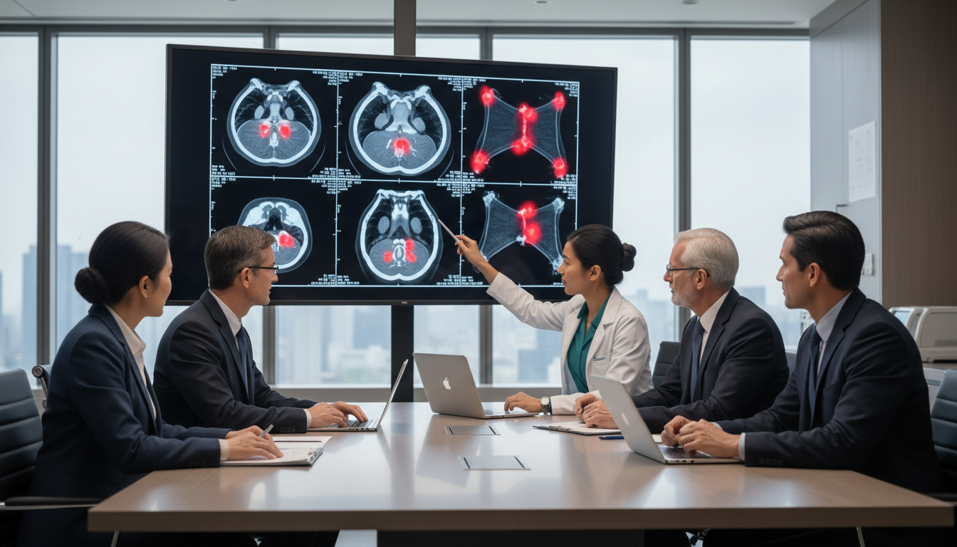 Non-US IMG participating in a multidisciplinary tumor board with nuclear medicine images Non-US IMG participating in a multidisciplinary tumor board with nuclear medicine images - non-US citizen IMG for Addressing