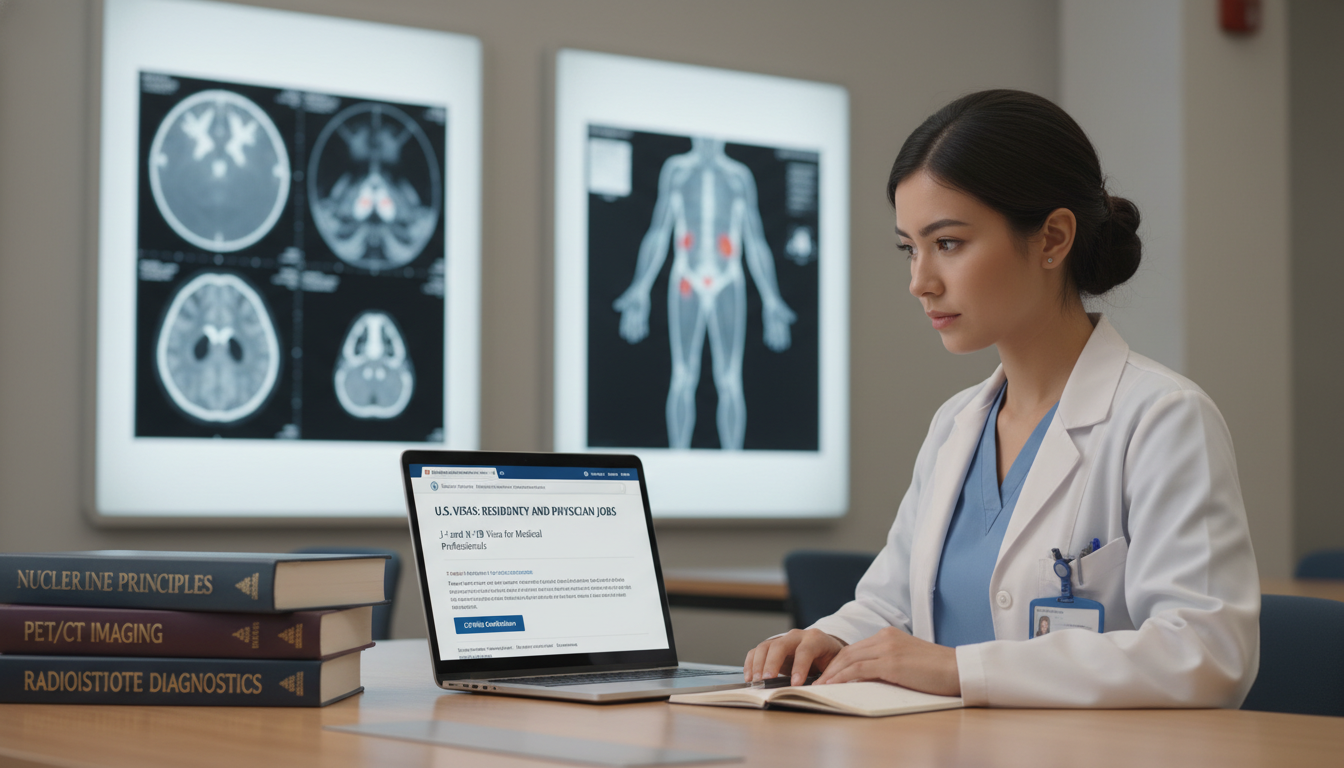 Medical trainee reviewing visa pathways for nuclear medicine residency Medical trainee reviewing visa pathways for nuclear medicine residency - non-US citizen IMG for Visa Navigation for Residency