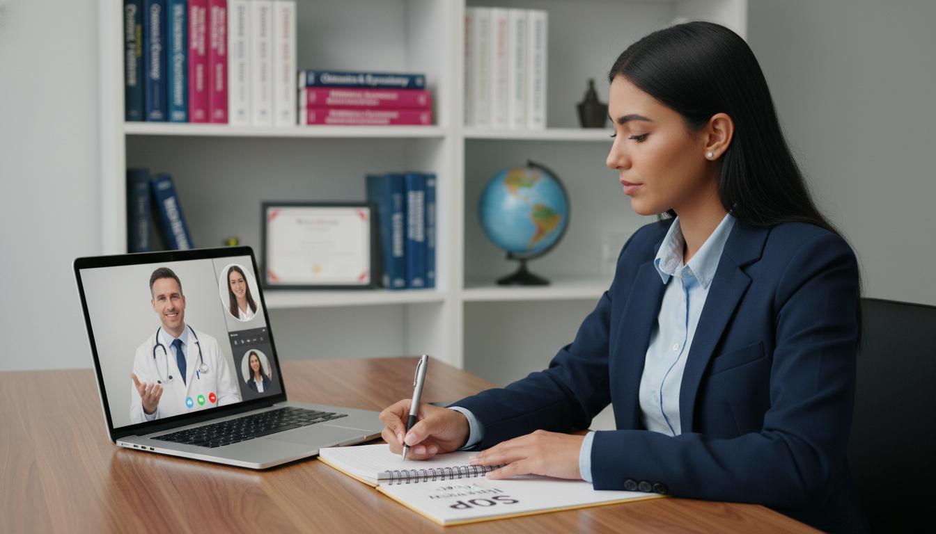 Non-US Citizen IMG participating in a virtual SOAP interview - non-US citizen IMG for SOAP Preparation for Non-US Citizen IMG