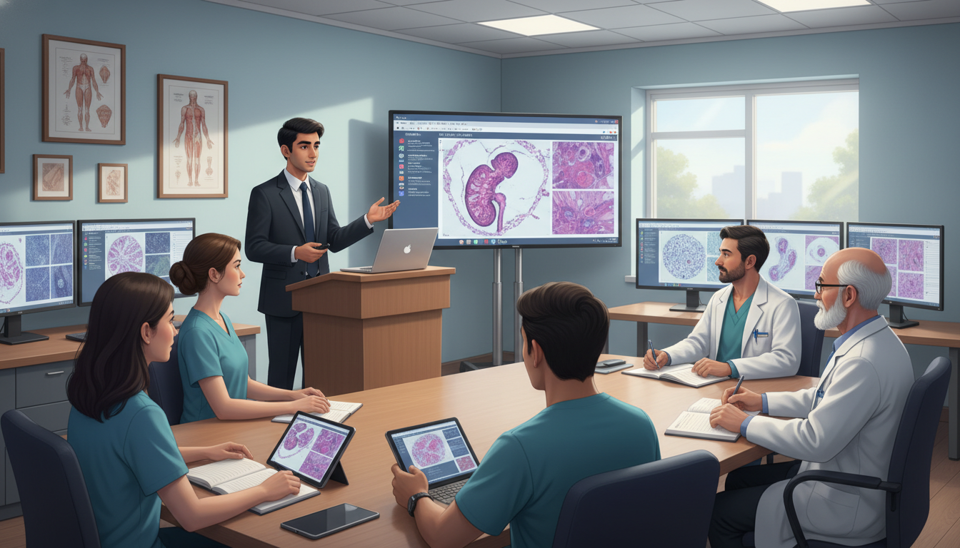 IMG presenting a pathology case during a teaching conference IMG presenting a pathology case during a teaching conference - non-US citizen IMG for Away Rotation Strategy for Non-US Citiz