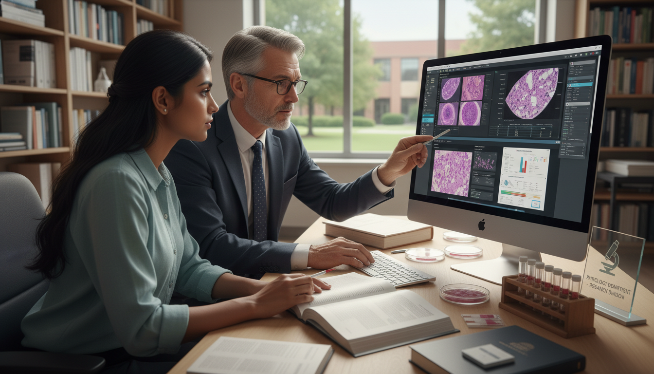 Pathology resident collaborating with mentor on a research project - non-US citizen IMG for Research During Residency for Non