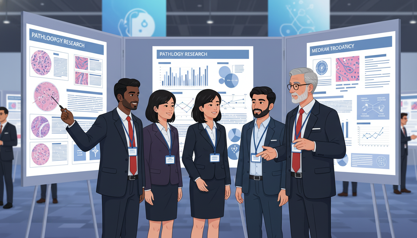 International pathology trainees presenting research at a conference International pathology trainees presenting research at a conference - non-US citizen IMG for Research Profile Building for N