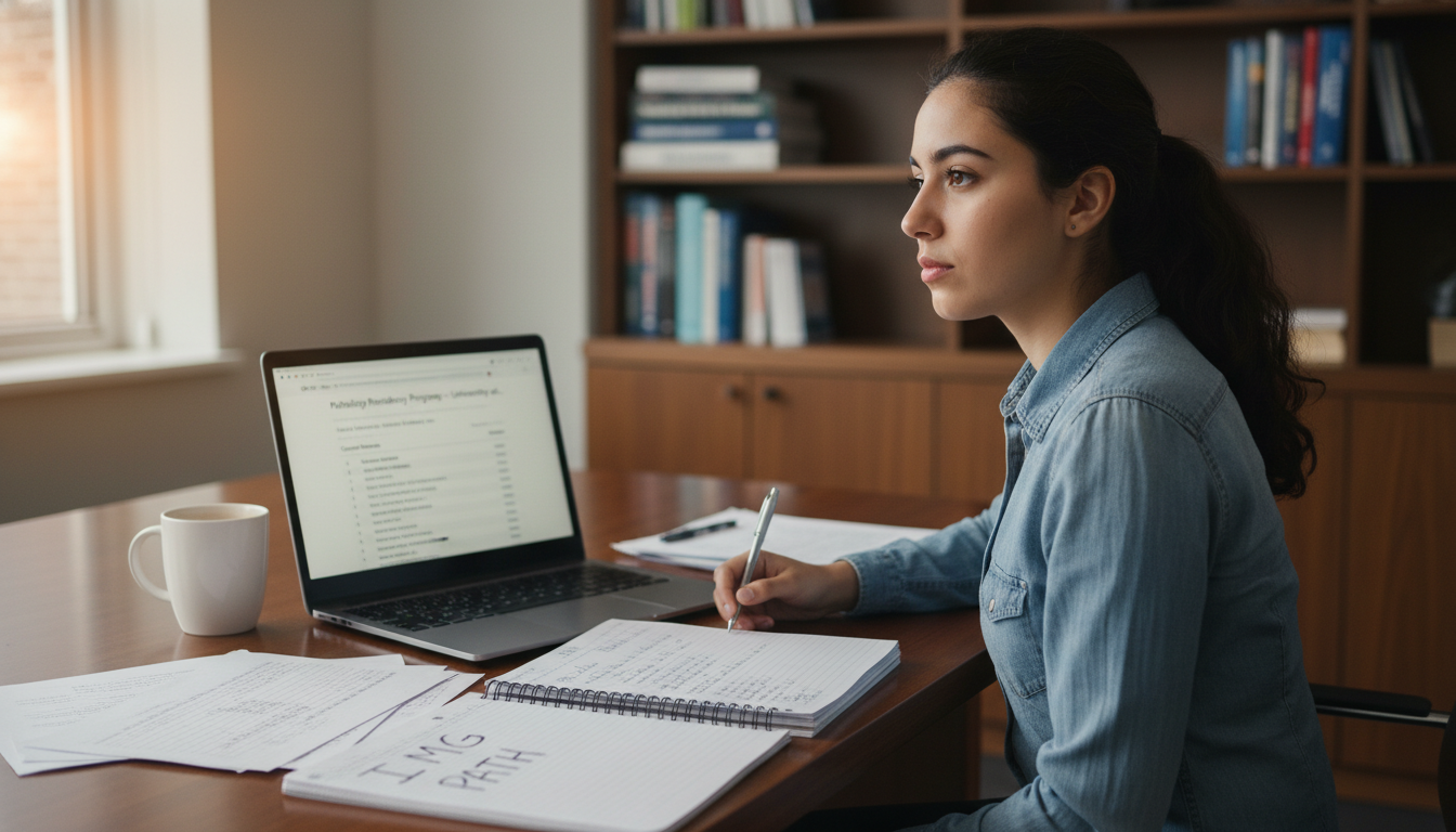 Residency applicant researching pathology programs on laptop Residency applicant researching pathology programs on laptop - non-US citizen IMG for Resident Turnover Warning Signs for Non