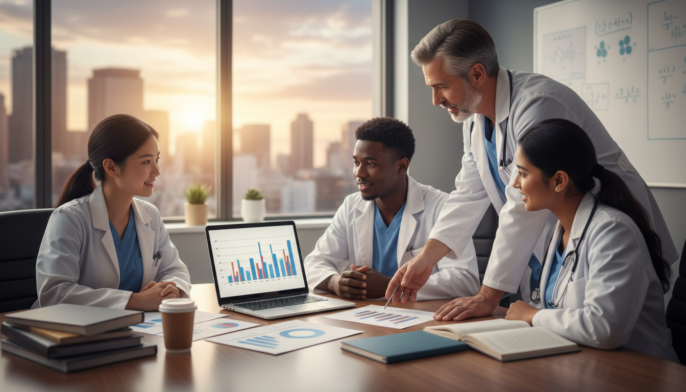 International pediatrics trainees collaborating on a research project International pediatrics trainees collaborating on a research project - non-US citizen IMG for Networking in Medicine for Non