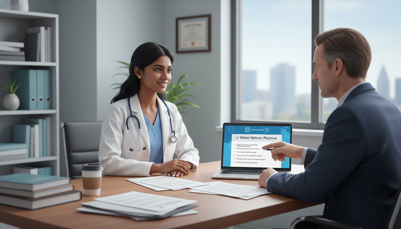 International medical graduate pediatric resident discussing J-1 visa waiver options International medical graduate pediatric resident discussing J-1 visa waiver options - non-US citizen IMG for Visa Navigation