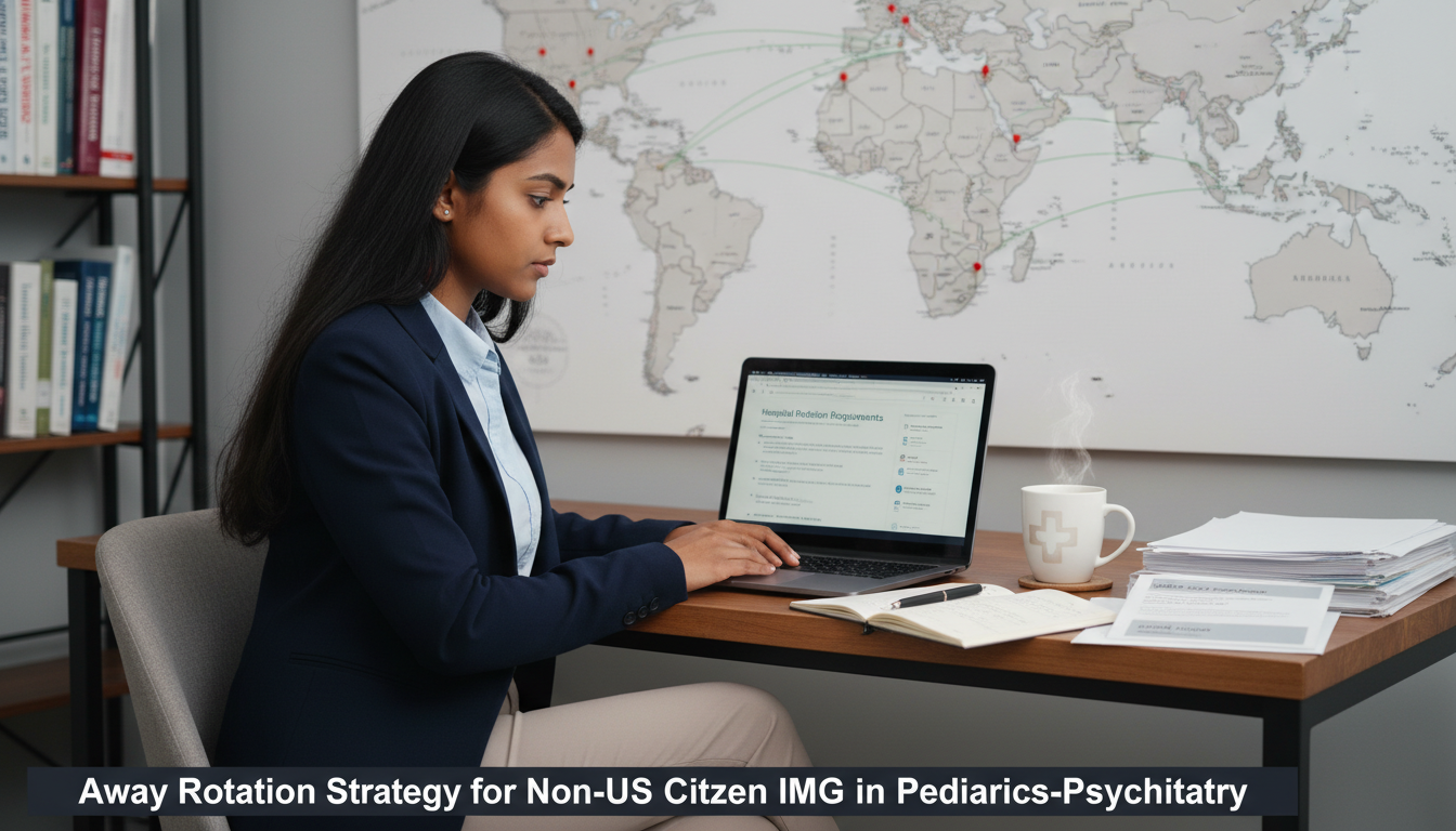 Non-US citizen IMG checking eligibility requirements for away rotations on a laptop Non-US citizen IMG checking eligibility requirements for away rotations on a laptop - non-US citizen IMG for Away Rotation St