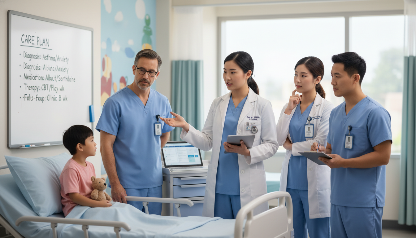 Medical student during pediatrics-psychiatry ward rounds with interdisciplinary team Medical student during pediatrics-psychiatry ward rounds with interdisciplinary team - non-US citizen IMG for Away Rotation S