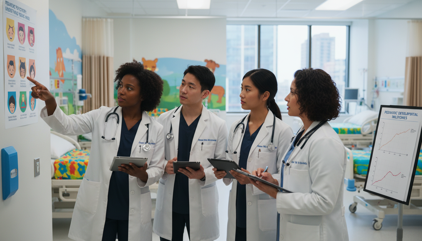 Pediatrics-psychiatry residents discussing patient cases on inpatient unit Pediatrics-psychiatry residents discussing patient cases on inpatient unit - non-US citizen IMG for H-1B Sponsorship Programs