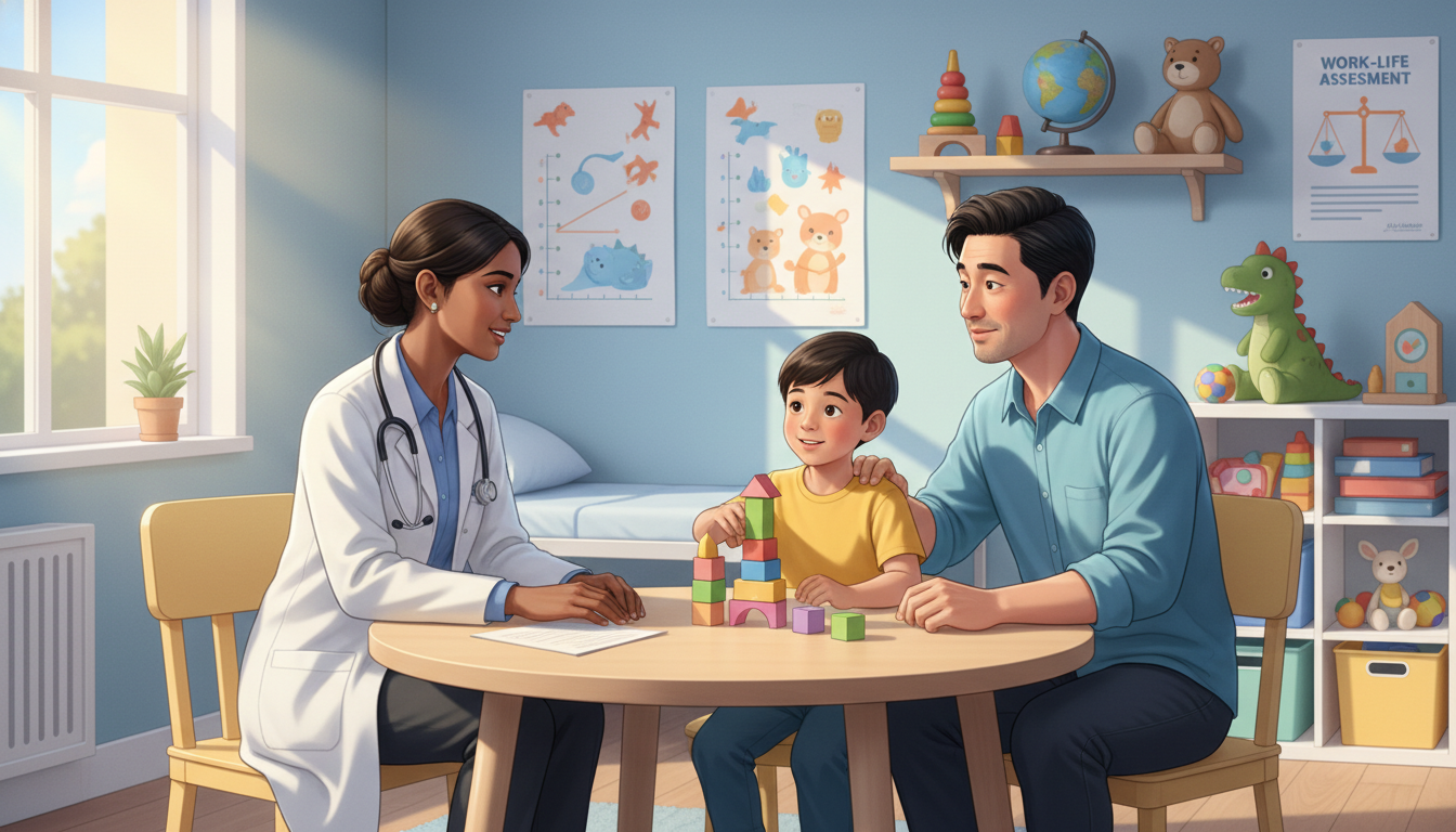 Peds-psych resident working with pediatric patient and family Peds-psych resident working with pediatric patient and family - non-US citizen IMG for Work-Life Balance Assessment for Non-U