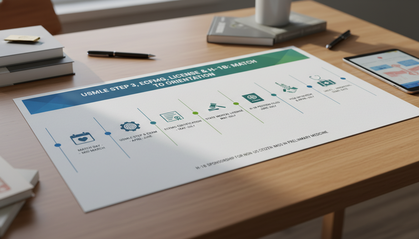 Timeline and requirements for H-1B sponsorship for preliminary medicine IMGs Timeline and requirements for H-1B sponsorship for preliminary medicine IMGs - non-US citizen IMG for H-1B Sponsorship Progra