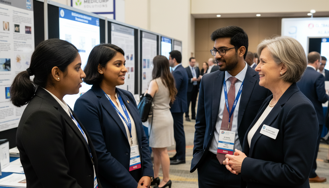 International medical graduates networking at a professional medical conference - non-US citizen IMG for Networking in Medici