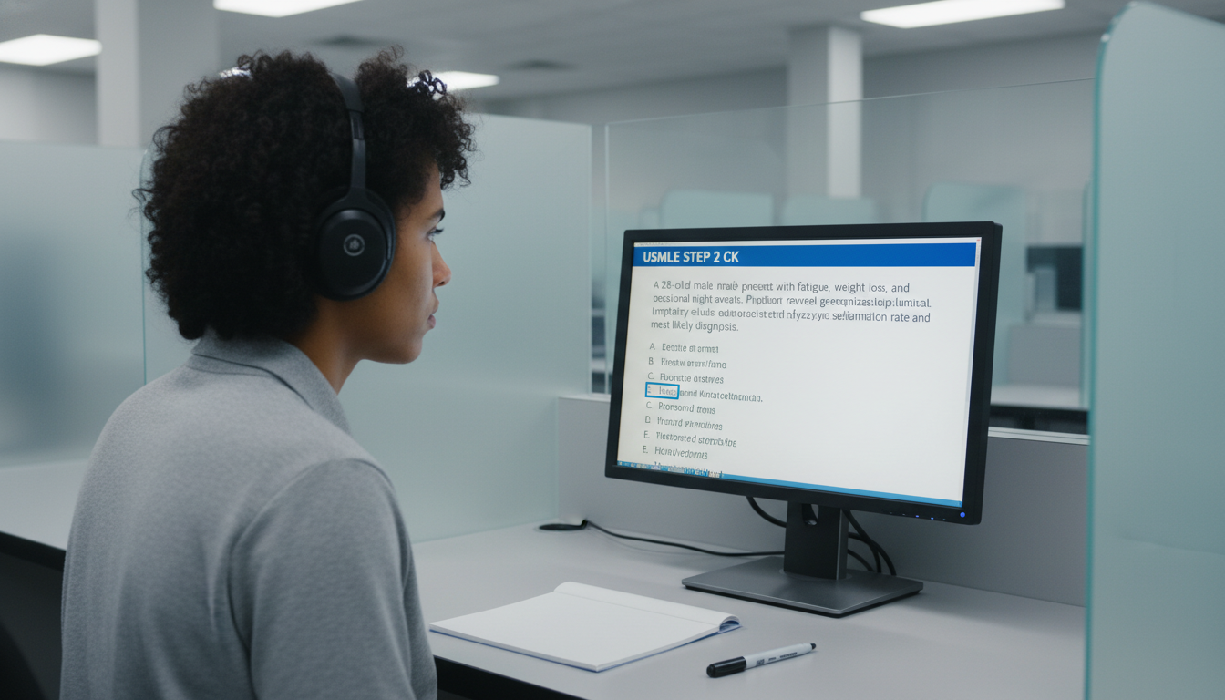 International medical graduate taking a simulated USMLE Step 2 CK exam International medical graduate taking a simulated USMLE Step 2 CK exam - non-US citizen IMG for USMLE Step 2 CK Preparation f