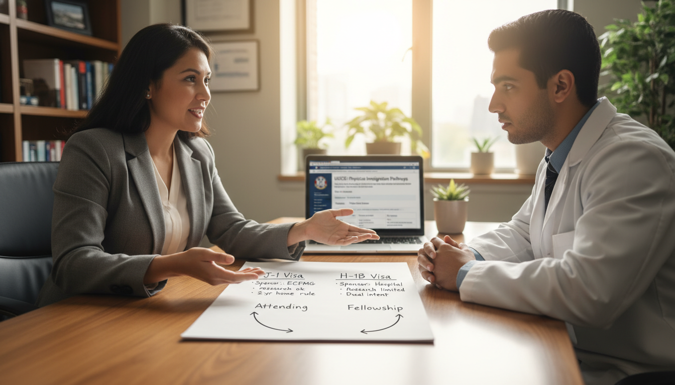 Residency program director explaining J-1 and H-1B visa differences to IMG Residency program director explaining J-1 and H-1B visa differences to IMG - non-US citizen IMG for Visa Navigation for Resid