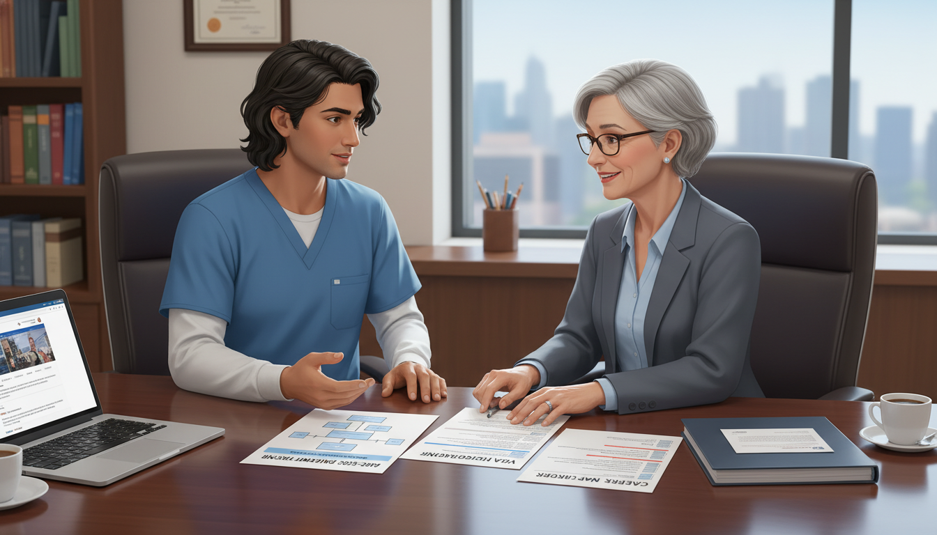 International medical graduate surgeon meeting with program director to discuss post-preliminary surgery options - non-US cit