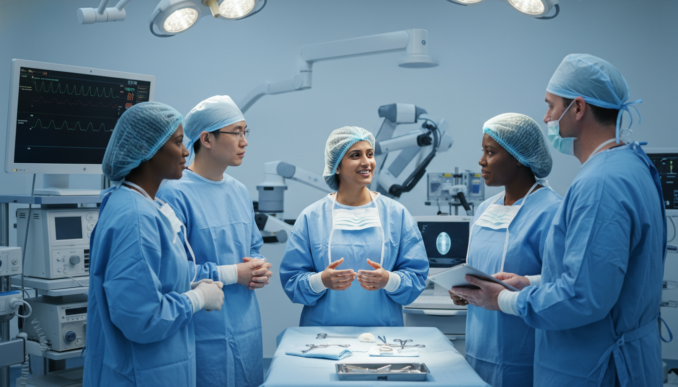 Surgical team with an international medical graduate in the operating room - non-US citizen IMG for Low Step Score Strategies