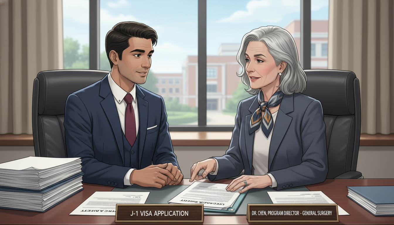 International medical graduate discussing visa and career goals with program director International medical graduate discussing visa and career goals with program director - non-US citizen IMG for Identifying Ma