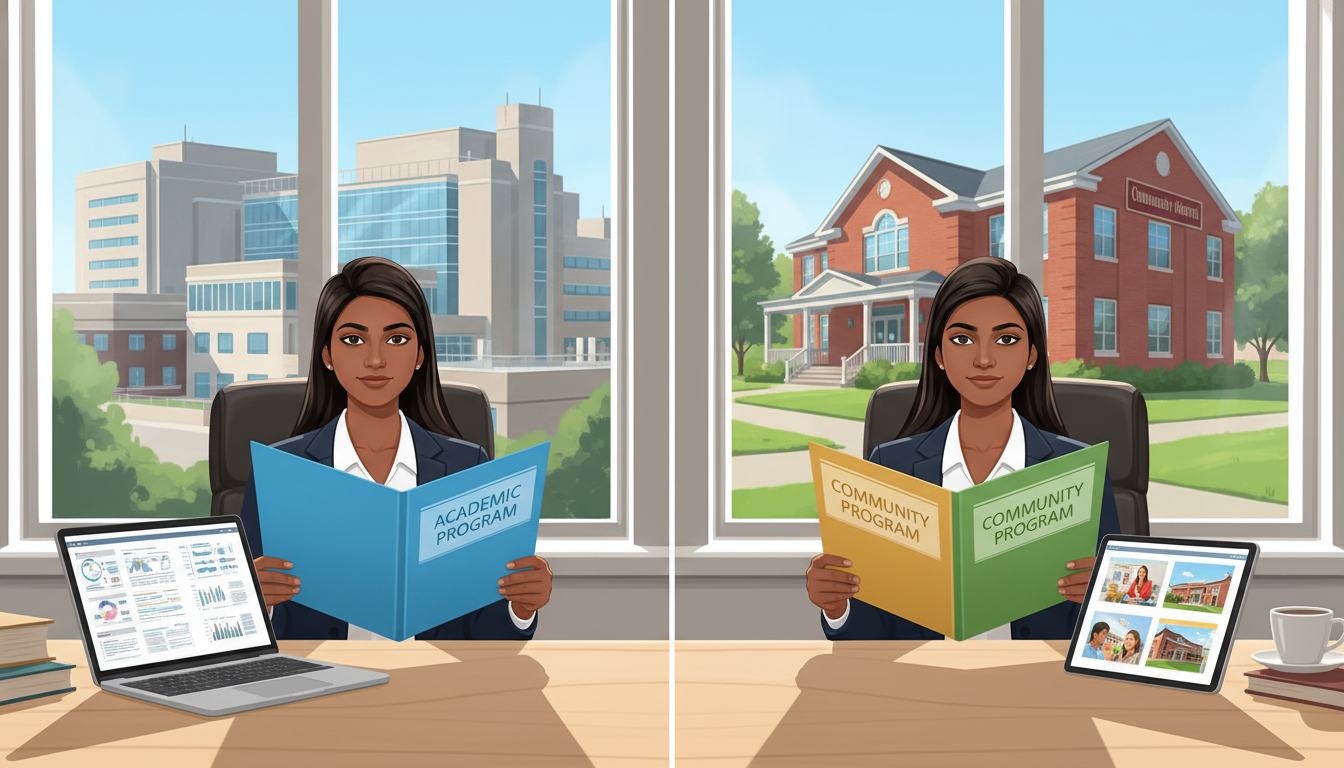 Residency applicant comparing academic and community surgery programs Residency applicant comparing academic and community surgery programs - non-US citizen IMG for How to Research Programs for N