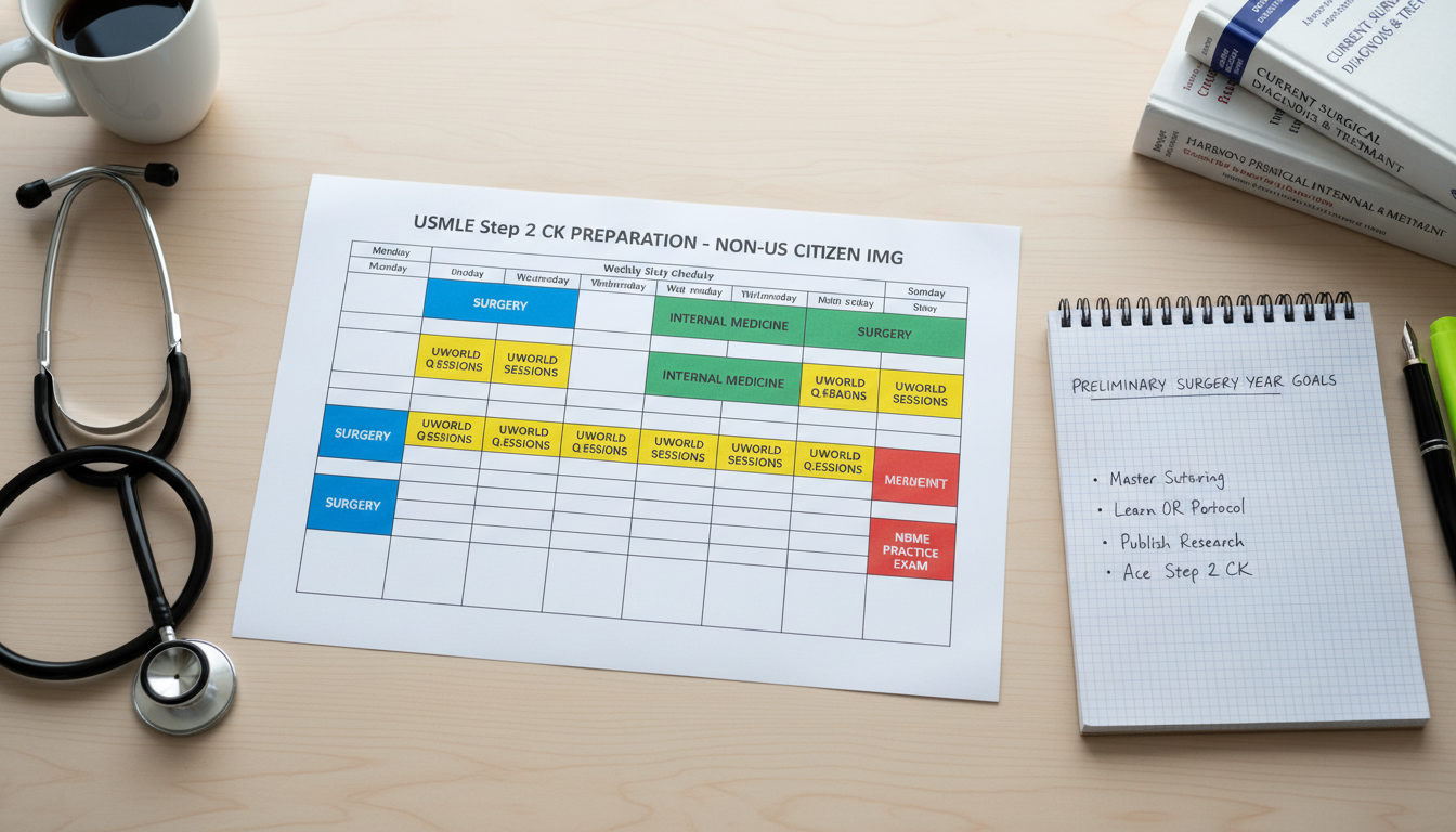 Weekly study schedule for Step 2 CK with focus on surgery and internal medicine Weekly study schedule for Step 2 CK with focus on surgery and internal medicine - non-US citizen IMG for USMLE Step 2 CK Prep