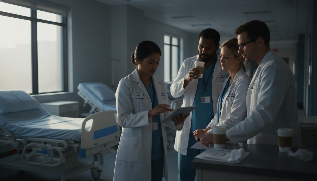 Surgical team in early morning pre-rounds Surgical team in early morning pre-rounds - non-US citizen IMG for Work-Life Balance Assessment for Non-US Citizen IMG in Pre