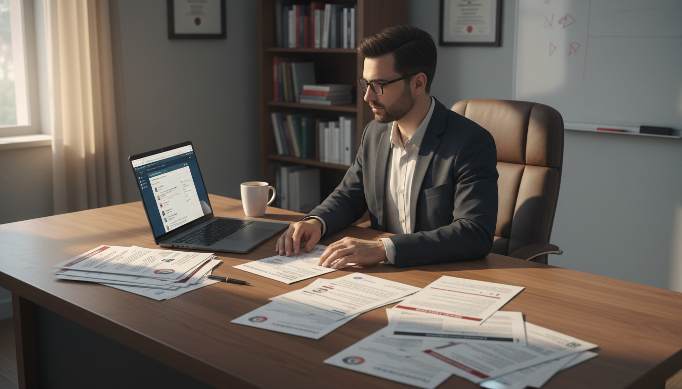 Psychiatry resident reviewing applications on a laptop Psychiatry resident reviewing applications on a laptop - non-US citizen IMG for CV Building for Non-US Citizen IMG in Psychia