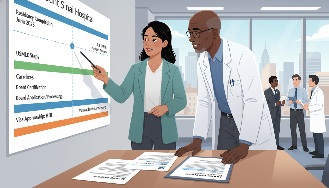 Psychiatry resident reviewing timeline and contract options Psychiatry resident reviewing timeline and contract options - non-US citizen IMG for Job Search Timing for Non-US Citizen IMG