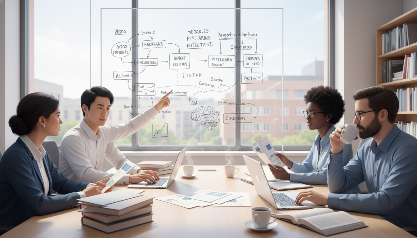 Psychiatry residents working together on a laptop to design a research project - non-US citizen IMG for Research During Resid