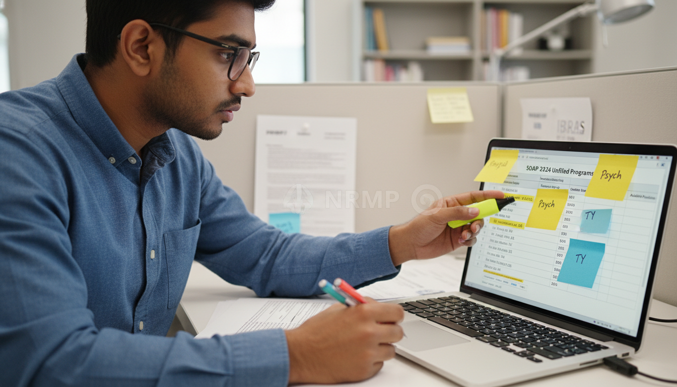 Residency applicant reviewing SOAP unfilled programs list - non-US citizen IMG for SOAP Preparation for Non-US Citizen IMG in