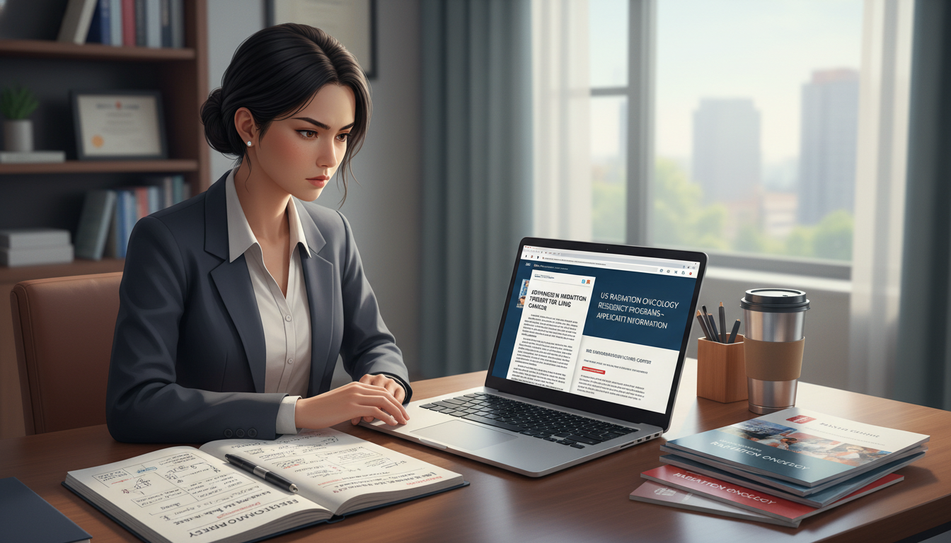 Radiation oncology residency applicant researching programs and taking notes Radiation oncology residency applicant researching programs and taking notes - non-US citizen IMG for Pre-Interview Preparati