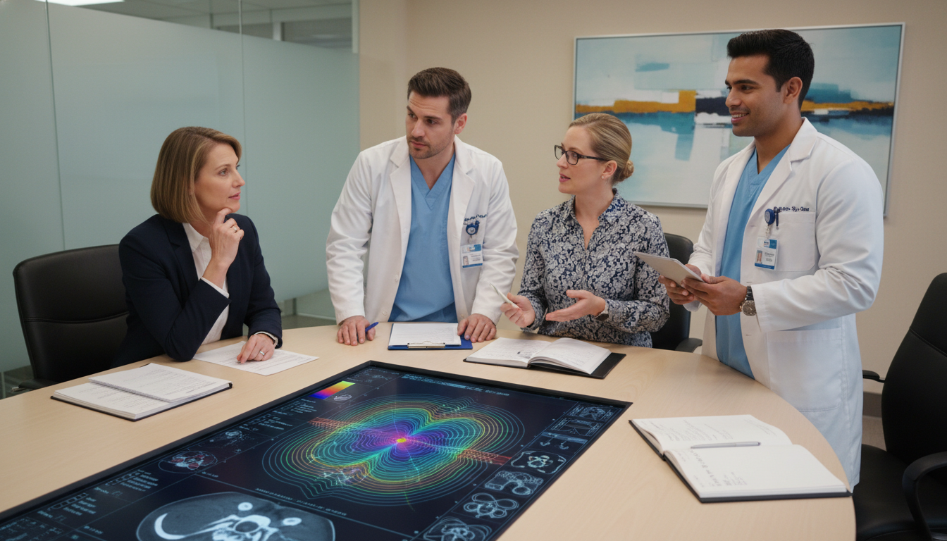 Radiation oncology team discussing patient case Radiation oncology team discussing patient case - non-US citizen IMG for Addressing Red Flags for Non-US Citizen IMG in Radia