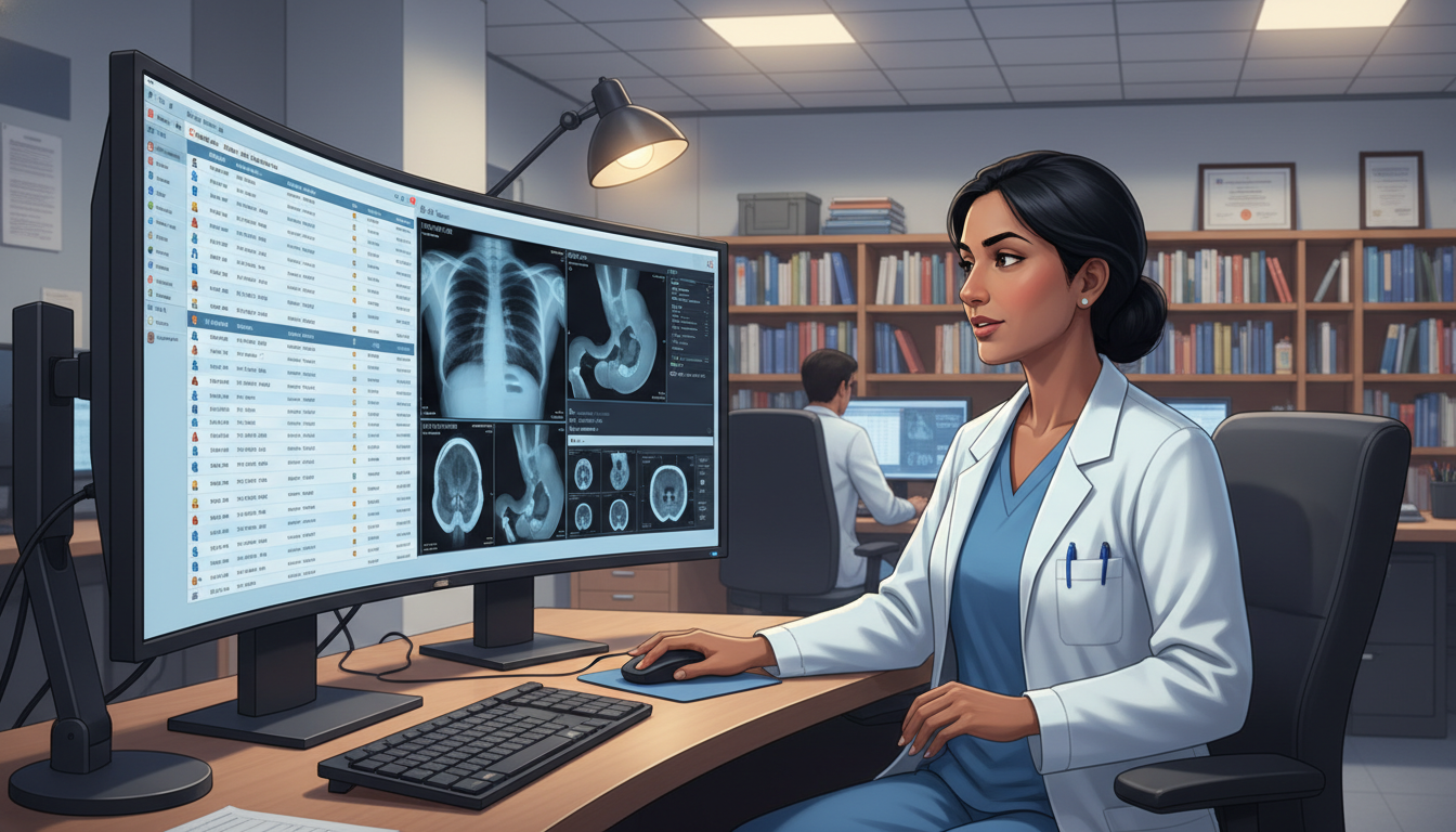 Radiologist in private practice reviewing imaging studies in a community hospital Radiologist in private practice reviewing imaging studies in a community hospital - non-US citizen IMG for Academic vs Privat