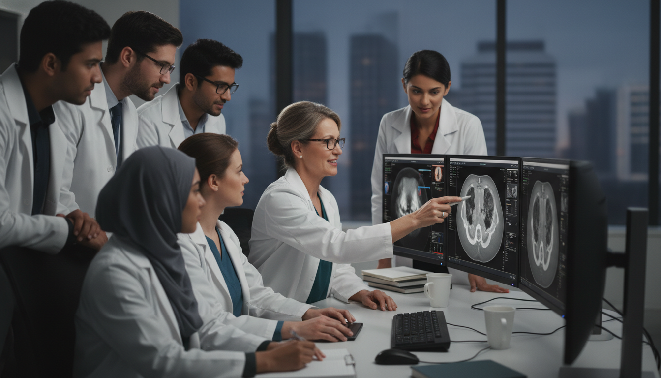 Diagnostic radiology residents during a teaching session Diagnostic radiology residents during a teaching session - non-US citizen IMG for Identifying Malignant Programs for Non-US C