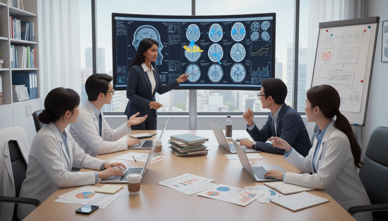 Radiology research team reviewing imaging data together - non-US citizen IMG for Research Profile Building for Non-US Citizen