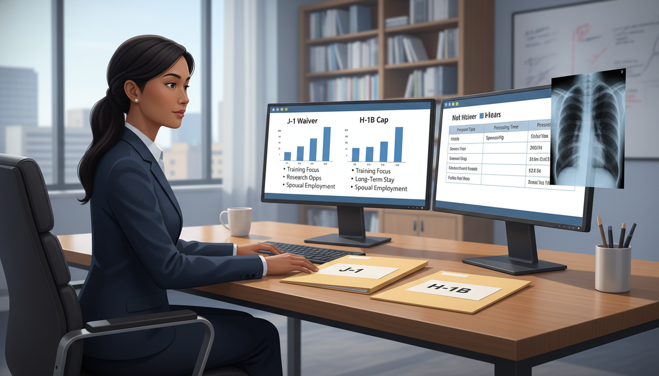 Radiology Resident Comparing J-1 and H-1B Visa Options Radiology Resident Comparing J-1 and H-1B Visa Options - non-US citizen IMG for Visa Navigation for Residency for Non-US Citi