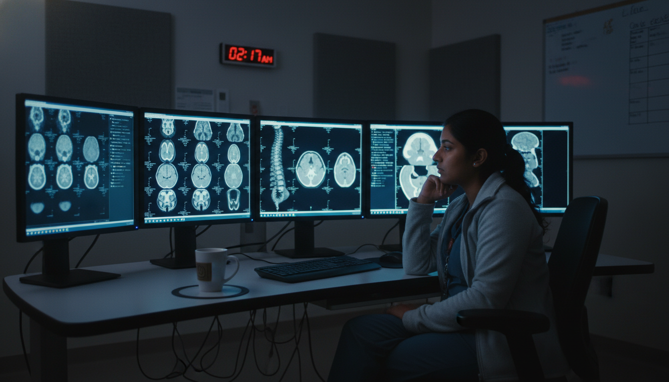 Radiology resident night shift reading room Radiology resident night shift reading room - non-US citizen IMG for Work-Life Balance Assessment for Non-US Citizen IMG in D