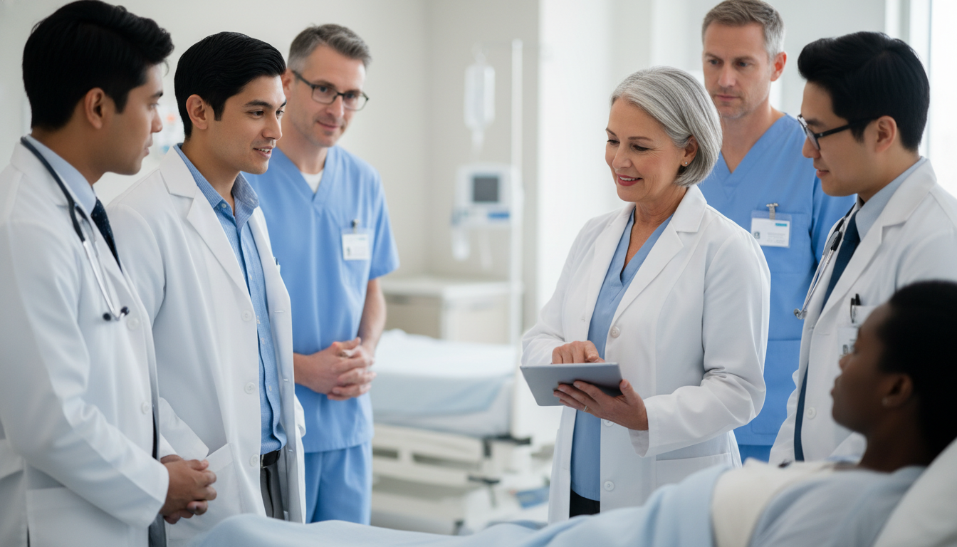 International medical graduate interacting with a patient and team on a U.S. inpatient ward - non-US citizen IMG for Letters