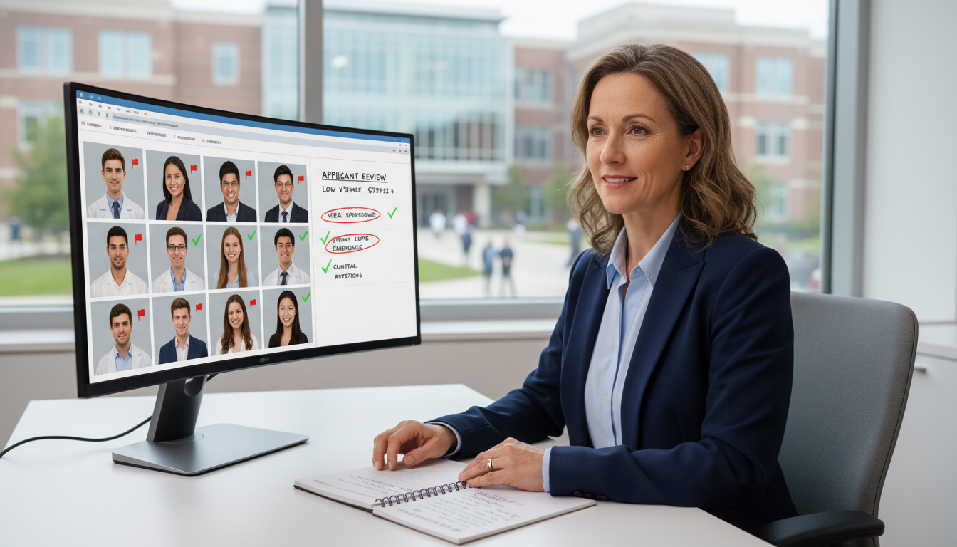 Program director reviewing residency applications with red flags Program director reviewing residency applications with red flags - non-US citizen IMG for Addressing Red Flags for Non-US Cit