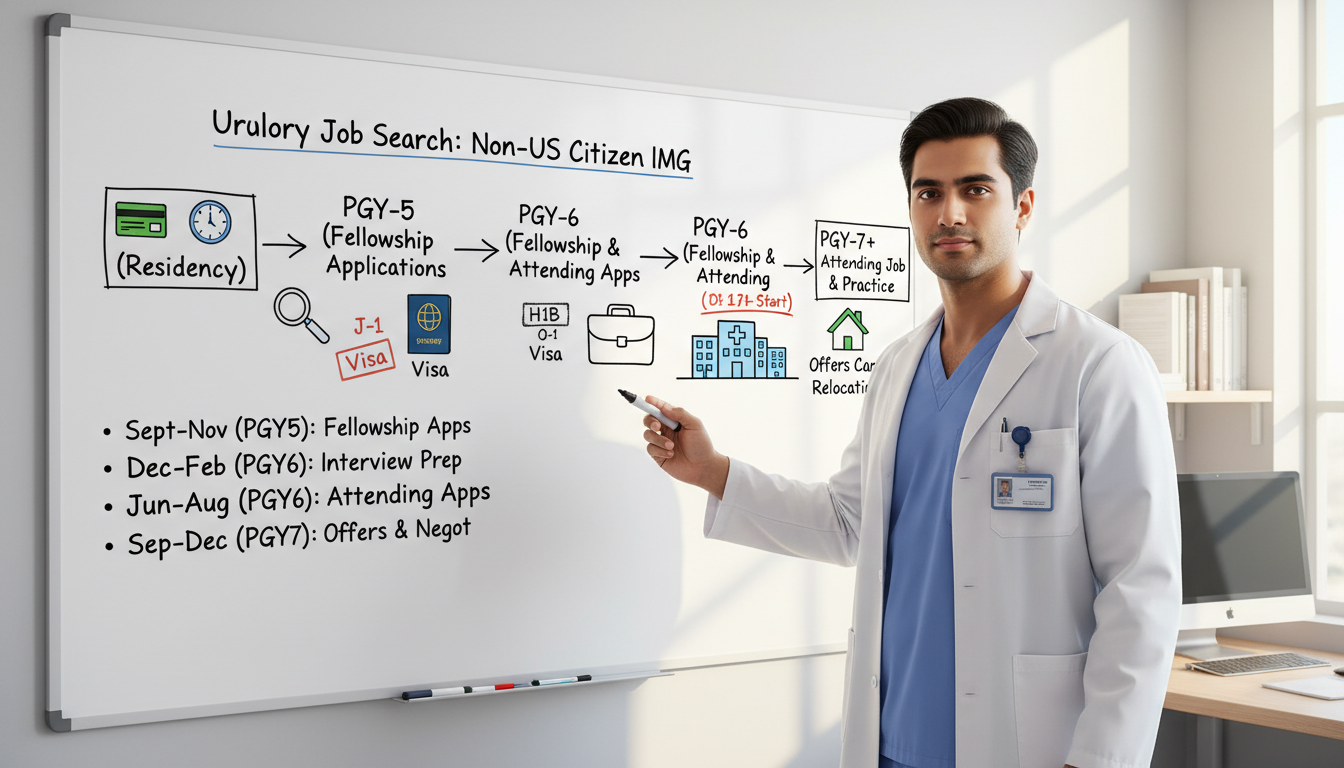 Urology Resident Creating a Job Search Timeline on a Whiteboard Urology Resident Creating a Job Search Timeline on a Whiteboard - non-US citizen IMG for Job Search Timing for Non-US Citizen