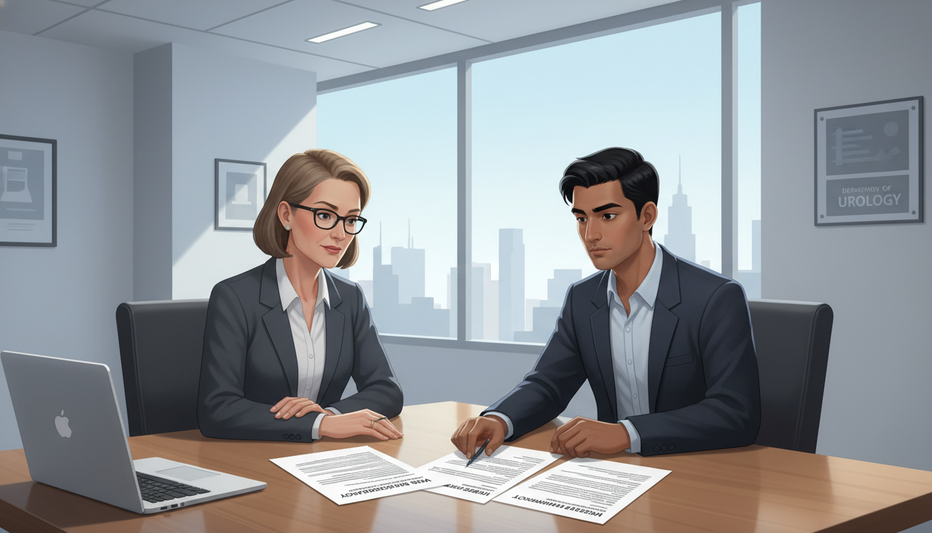 Non-US citizen IMG discussing visa concerns with residency program director Non-US citizen IMG discussing visa concerns with residency program director - non-US citizen IMG for Identifying Malignant Pr